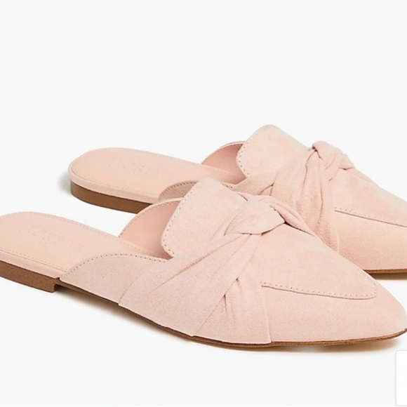 J Crew NWB New Pointy Toe Mule Loafer Twist Suede Blush Ivory 7.5 - Picture 2 of 6